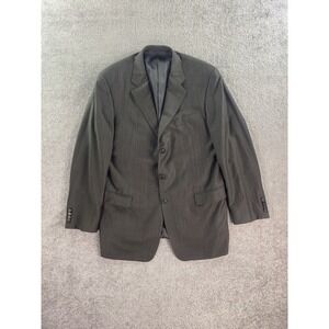 Hickey Freeman Suit Jacket 44 L Taupe Wool Windowpane Loro Piana Italy Luxury